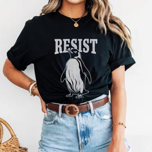 Penguin RESIST T-ShirtActivism Tee Tariff Political Shirt Protest Tee Subtle FDT Shirt Heard Island Shirt Flippers Up T-Shirt