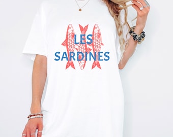 Chemise sardines Chemise Portugal Esthétique côtière Chemise esthétique côtière Chemise amateur de poisson Chemise poisson en conserve T-shirt imprimé poisson