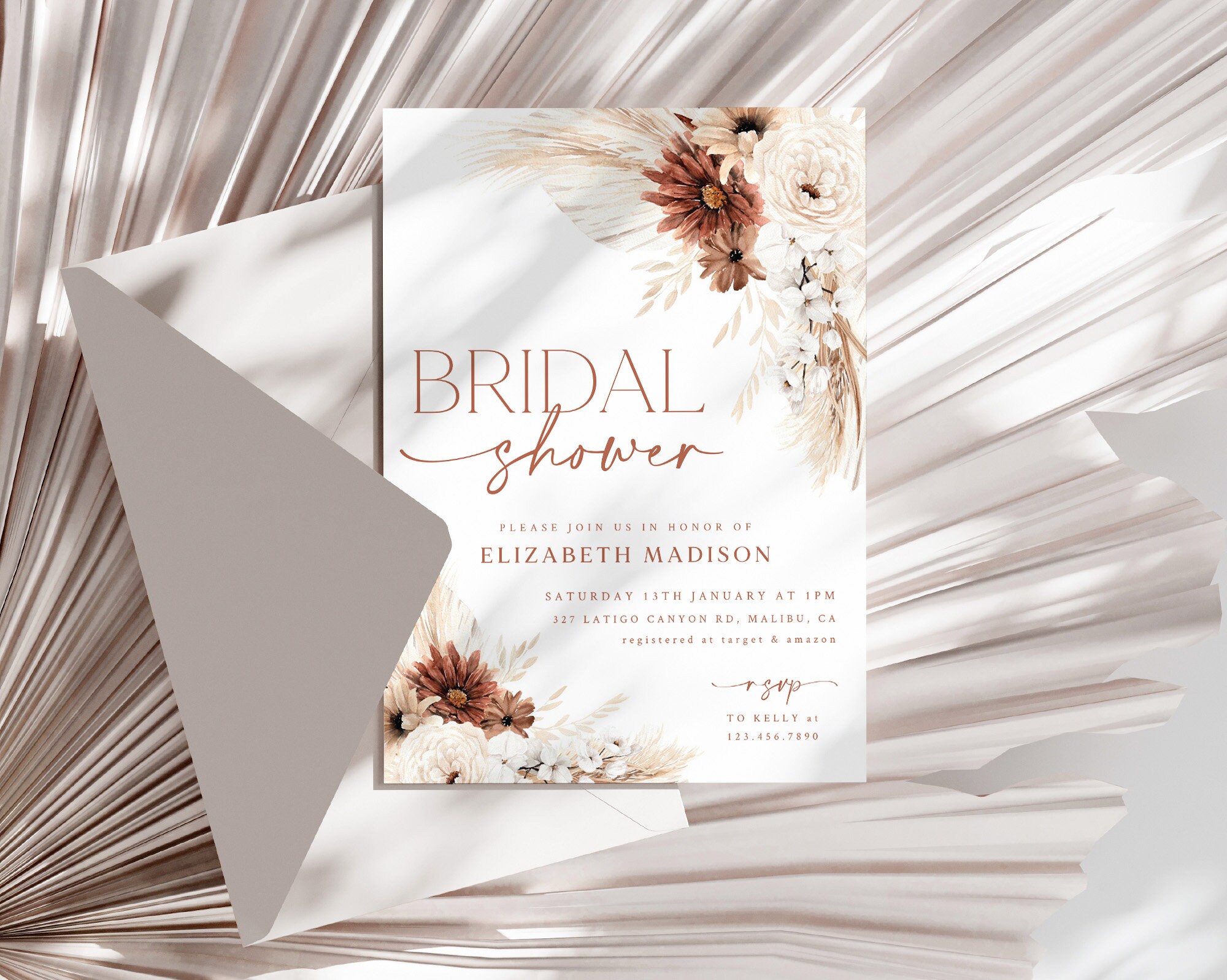 Boho Bridal Shower Invitation Bohemian Bridal Shower Invite Etsy