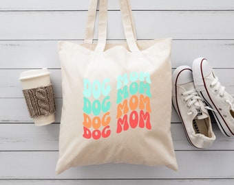 Dog Mom Tote | Retro Dog Mom Tote | Natural Canvas Tote Bag | Gift for Dog Mom | Gift for Dog Lover |