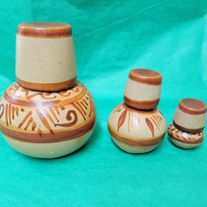 Miniatuur Mexicaanse botellones 3 verschillende maten minikeukenklei items Handgemaakt in Guadalajara, Hecho en Mexico, Mini jarrito, Cantaro