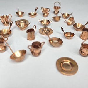 Mini caso de cobre Miniature Copper Cookware, 100% Authentic Copper, Dollhouse Copper Accessories, Copper Kitchen Pots and Pans, Copper Tray