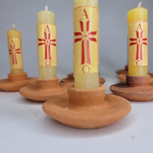 Mini Candelabro con vela mini velita, Cirio, Mini vela decorativa, Vendido individualmente, Feito à mão, Ofrenda, Dia de los muertos, Miniatura, Barro