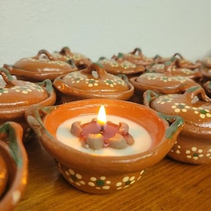 Bougie mexicaine/ Mini cazuelita/Cazuelita Barbie/ Bougie unique / Cazuelita Mexicana/Cazuealita de barro/ Barro/ Hecha en Mexico/Guadalajara