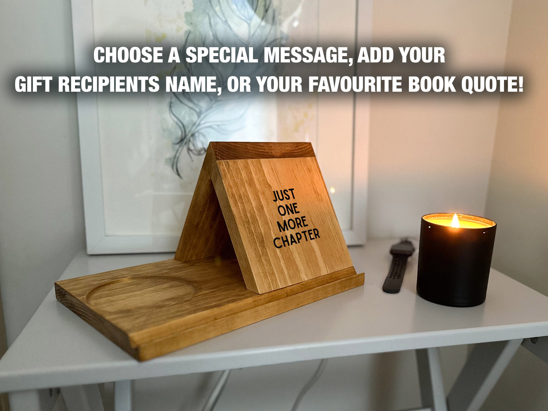 Wood Triangle Book Rest, Night Stand Book Holder, Personalized