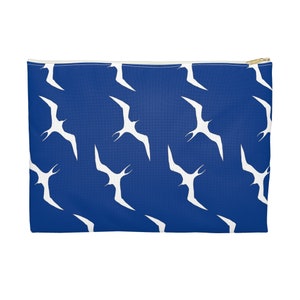 Embrague de pájaro Iwa azul, bolso cosmético Iwa Bird, disponible en 2 tamaños, bolso de moneda de pájaro Iwa hawaiano elegante