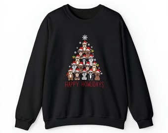 Happy Howlidays Festive Dog Christmas Tree Crewneck Sweatshirt | Dog Lover's Delight | Holiday Joy