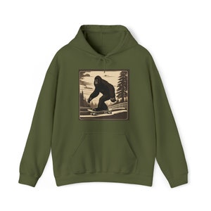 Bigfoot Skateboarding Hooded Sweatshirt - Unleash Your Inner Skateboarder with Sasquatchy Style! Vintage Sasquatch Skater Hoodie