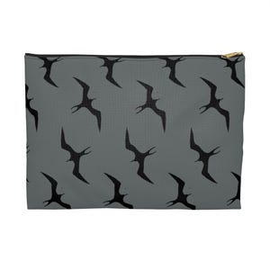 Dark Gray Iwa Bird Zipper Pouch - Functional Iwa Bird Accessory Bag, Available in 2 sizes, Chic Hawaiian Iwa Bird Coin Purse