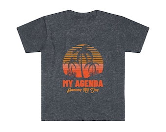 Gamer Shirt: 'My Agenda' in Orange Print with Palm Trees Background