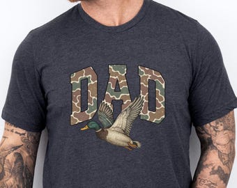 Hunting Camo Dad Shirt, Father's Day Hunting Shirt,Camo Flying Mallard Duck Shirt,Father'S Day Duck Hunting Shirt,Mallard Shirt,Hunting Tee,