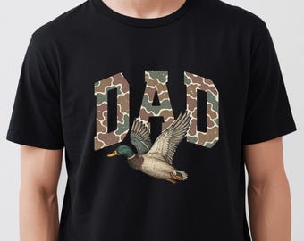 Hunting Camo Dad Shirt, Father's Day Hunting Shirt,Camo Flying Mallard Duck Shirt,Father'S Day Duck Hunting Shirt,Mallard Shirt,Hunting Tee,