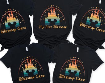 Custom Family Disney Birthday Group Shirt,Birthday Disney Trip Shirt,Birthday Squad Disneyland Shirt,Disney Castle Birthday Group Shirt,
