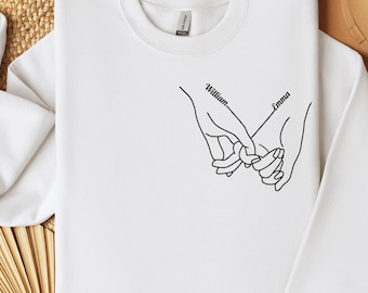 Pocket Pinky Promise Sweatshirt, Couple Sweatshirt, Valentines Day Sweatshirt, Couple Names Sweatshirt, Pinky Promise Sweat, Matching Gifts