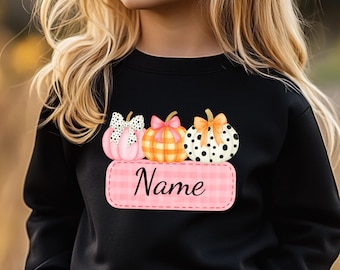 Personalized Pumpkin Kids Sweatshirt,Custom Name Girls Fall Sweater,Children Spooky Season,Cute Toddler Gift