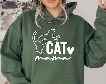 Cat Mama Hoodie, Cat Mama Hooded Sweatshirt, Hoodies For Women Cat Mom, Cat Lover Gift, Kitten Hoodie, Fur Mama, Cat Lady, Custom Hoodie