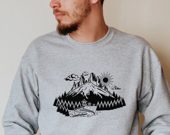 Mountain Sweatshirt, Forest Sweatshirt, Tree Sweatshirt, Birthday Gift, Camping Sweatshirt, Nature Sweatshirt, Gift For Her, Gift For Him