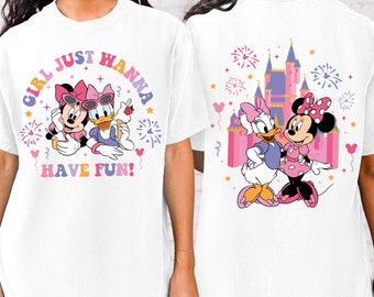 Comfort Color Disney Girls Just Wanna Have Fun Shirt,Disney Besties Shirt,Disney Girls Trip Shirt,Minnie and Daisy Shirt,Disney Gift Shirt,