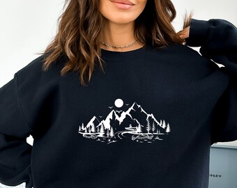 Mountain Sweatshirt, Hiking Sweatshirt, Birthday Gift, Camping Sweatshirt, Outdoor Sweatshirt, Nature Sweatshirt, Gift For Her, Gift For Him