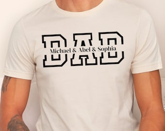 Personalized Dad T-Shirt, Custom Dada Shirt, Dad Shirt With Kids Names, Gift for Dad, Personalized Dad Shirt, Fathers Day Gift, Dad Gifts