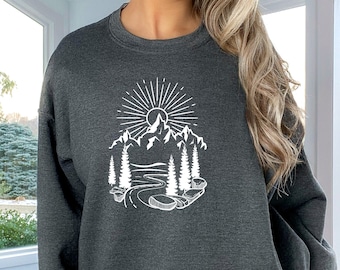 Mountain Sweatshirt, Sunrise Sweatshirt, Hiking Sweatshirt, Birthday Gift, Camping Sweatshirt, Nature Sweatshirt, Gift For Her, Gift For Him