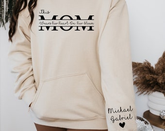 Personalized Mom Long Sleeve Hoodie, Custom Mama Hoodie, Mom Hoodie With Kids Names, Gift for Mom, Custom Mom Hoodie, Mother's Day Gift