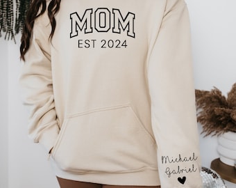 Personalized Mom Est Hoodie, Custom Mama Hoodie, Mom Hoodie With Kids Names, Gift for Mom, Custom Mom Hoodie, Mother's Day Gift