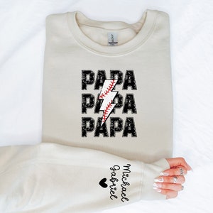 Custom Papa Sleeve With Name Sweatshirt, Dad Life Sweater, Fathers Day Gift, Sarcastic Dad, Funny Fathers Sweater, Gift For Father, Dad Gift