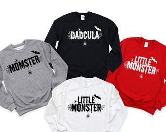 Halloween Family Matching Sweatshirt, Halloween Family Sweater, Family Matching, Halloween Dadcula Momster Little Monster Matching Crewneck