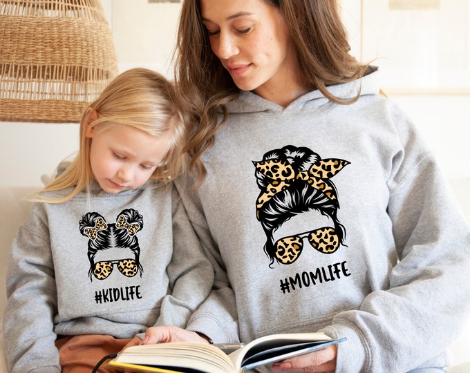 Mom Life Kid Life Hoodie, Cheetah Print Mom Hoodie, Mom Hoodie, Gift For Mom Hoodies, Gift For Mom, Funny Mom Hoodies,