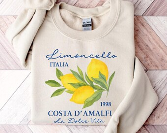 Retro Limoncello La Dolce Vita Sweatshirt,Summer Sweatshirt,Funny Lemon Sweatshirt,Coastal Granddaughter Aesthetic Amalfi Coast,