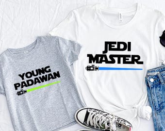 Family Matching Jedi Master young Padawan Shirt,Funny Jedi Matching Shirt,Matching Movie Shirts,Daddy daughter shirts,Dad and Son Jedi Shirt