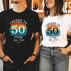 Personalized Couple  50th Anniversary Wedding Shirt,Cheers to 50th Year Shirt,Matching Couples Tee,Celebrating 50 Years Marriage,Couple Gift