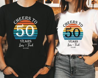 Personalized Couple  50th Anniversary Wedding Shirt,Cheers to 50th Year Shirt,Matching Couples Tee,Celebrating 50 Years Marriage,Couple Gift