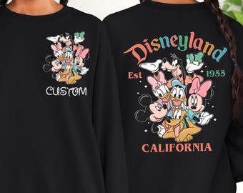 Custom Disneyland California Sweatshirt,Disneyland Est 1955,Custom Disneyworld Sweatshirt,Mickey and Friends Sweater,Disneyland Trip Sweater