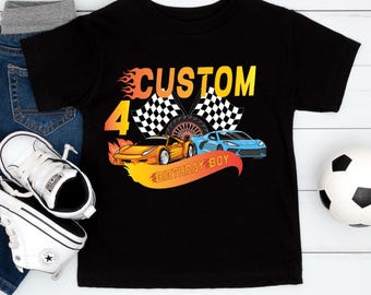Custom Race Car Birthday Shirt, Family Birthday Party Gift, Race Car Shirt for Boys, Racing Car Outfits, Kids Graphic Shirt