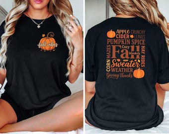 Comfort Colors Fall Vibes Shirt, Cozy Autumn Season Tee, Thanksgiving Gift, Halloween Pumpkin Tee, Spooky Season Shirt, Fall Family Outfits