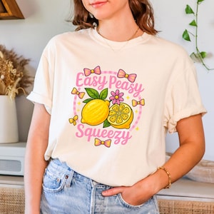 Pink Preppy Lemon Summer Comfort Shirt,Lemon Coquette Shirt,Preppy Summer Shirt,Girly Summer Shirt,Easy Peasy Shirt,Lemon Shirt,Lemonade Tee