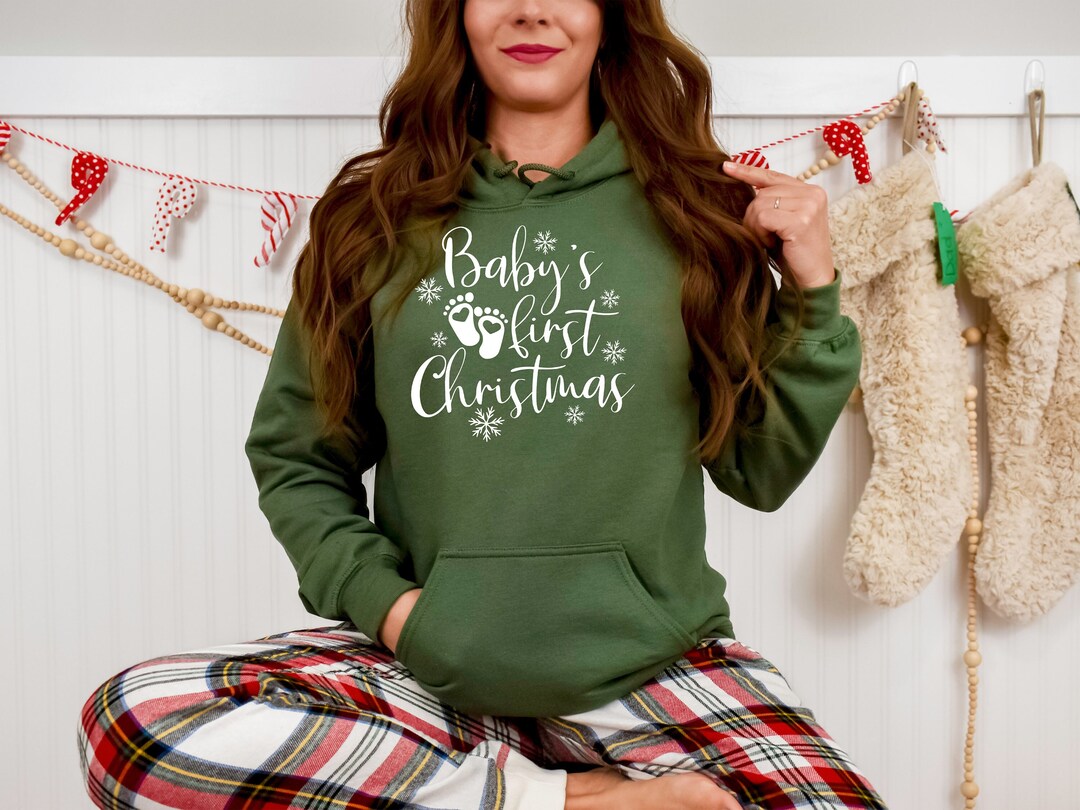 Baby's First Christmas Hoodie, Pregnancy Announcement, Cute Pregnant Hoodie, Baby on the Way