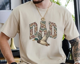 Hunting Camo Dad Shirt, Father's Day Hunting Shirt,Camo Flying Mallard Duck Shirt,Father'S Day Duck Hunting Shirt,Mallard Shirt,Hunting Tee,