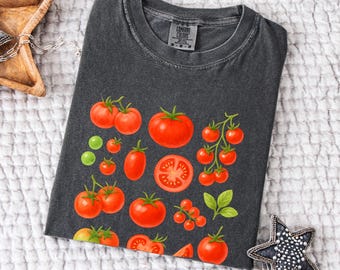 Comfort  Summer Tomato Shirt, Fruit Shirt, Botanical Shirt, Cottagecore Clothing Vegan Shirt, Garden Shirt Vegetable Shirt,Aesthetic  Shirt,