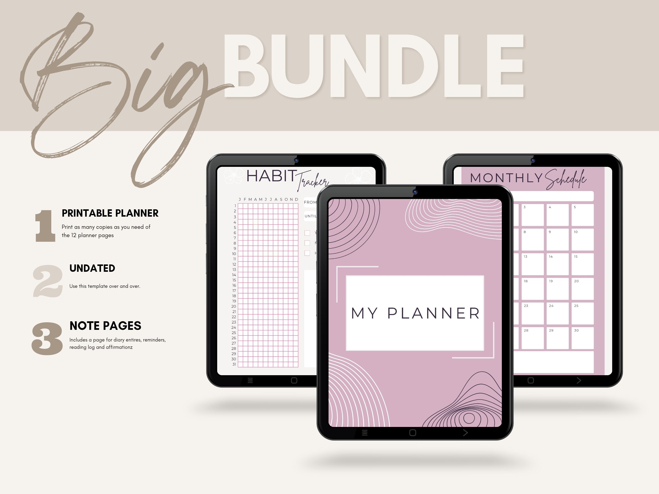 Undated Pink Minimalist Planner Printable, Daily Task List, Reminder ...