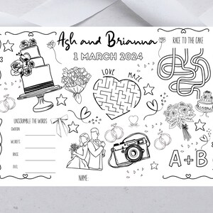 Printable Wedding Colouring Placemat, Activity Mat, Reception Game ...