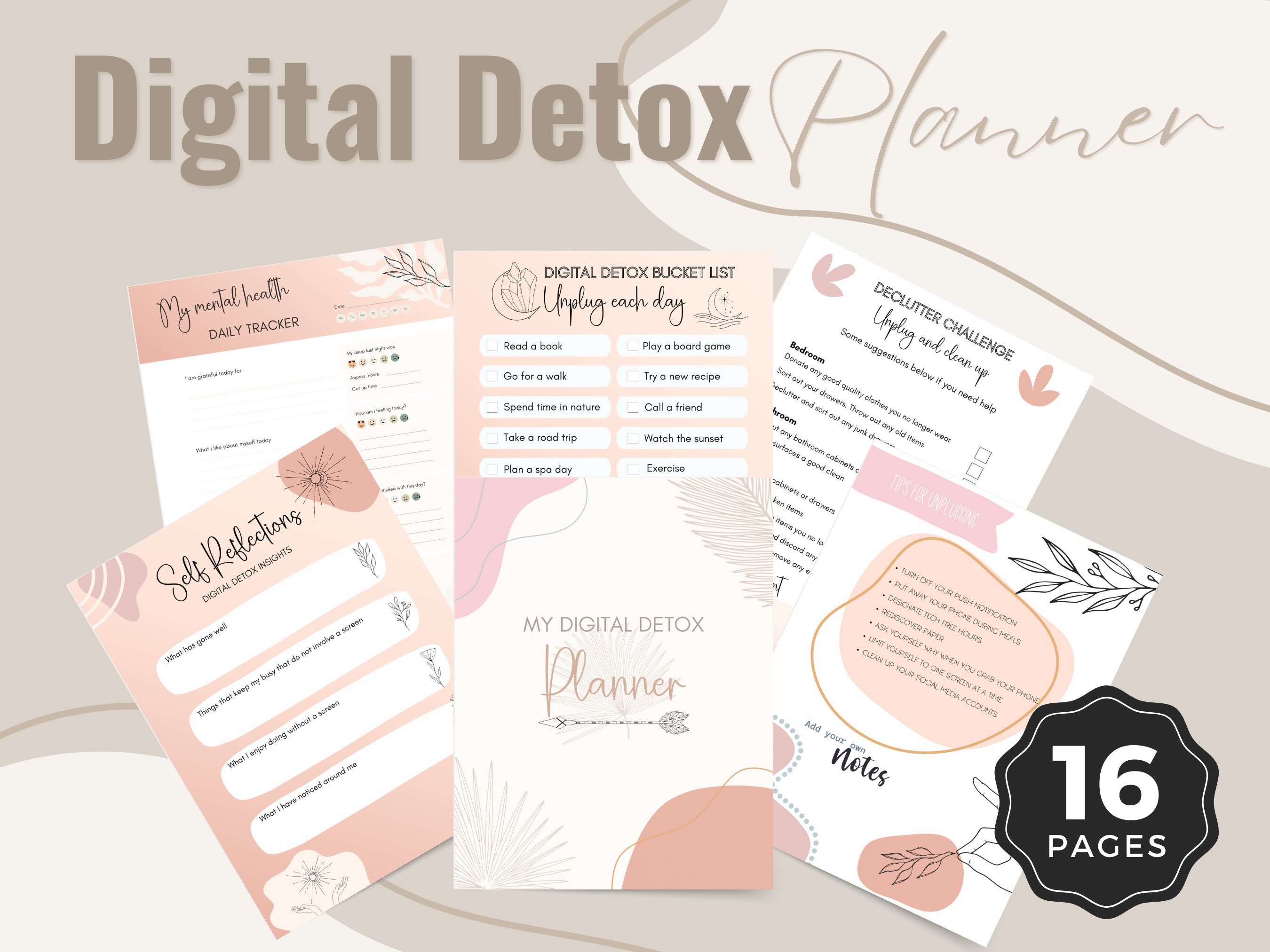 Digital Detox Printable Planner Social Media Detox Challenge 