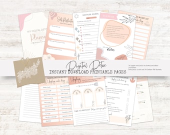 Digital Detox Printable Planner, Social Media Detox Challenge, Printable Journal Pages, Mental Health, Mindfulness Planner Printable