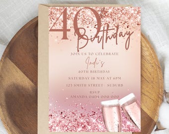 Forty Birthday Invitation, 40th Birthday invite, Forty E-Invite Template, DIY Template Invitation, Digital Invite, 40th invitation