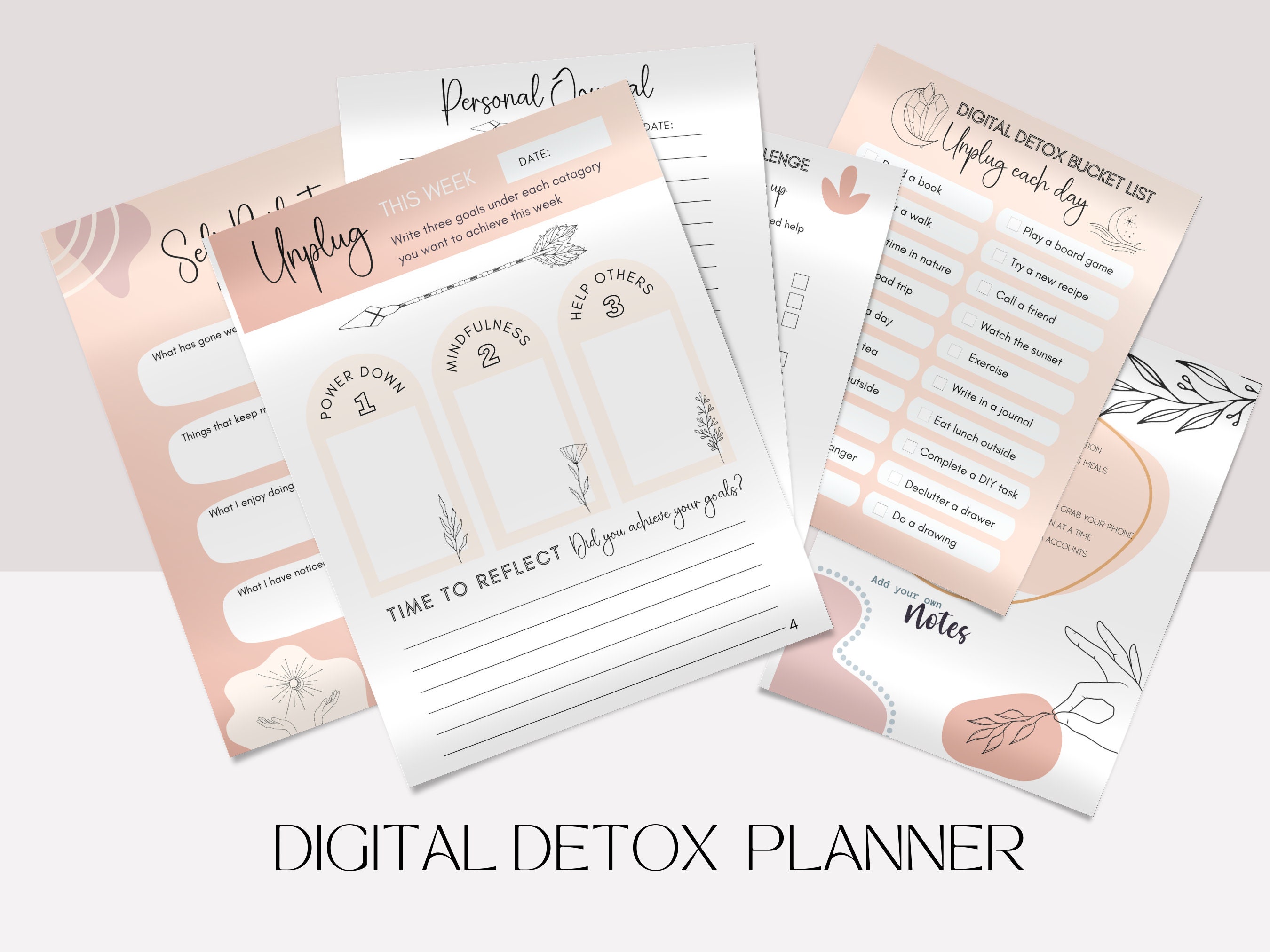 Digital Detox Printable Planner, Social Media Detox Challenge ...
