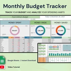 Google Sheets Jahres- und Monatlicher Budget Tracker - Wo ist mein Geld