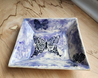 Butterfly Ceramic Plate AND Lavender Textured Plate