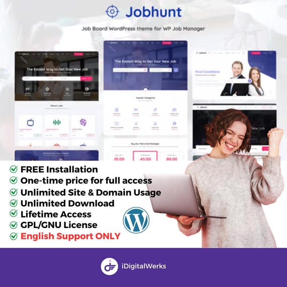 Download Free Jobhunt Job Board WordPress Theme with WP Job Manager